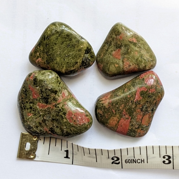 Set of 4 Unakite Crystals - Natural, 1.5" Size - Picture 2 of 2
